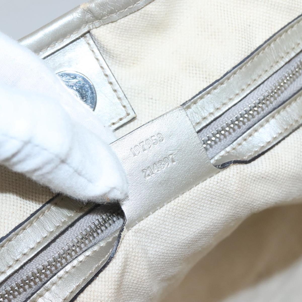 GUCCI GG implementation Tote Bag Silver 197953 Auth BD1491