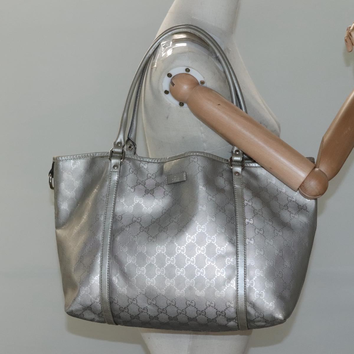 GUCCI GG implementation Tote Bag Silver 197953 Auth BD1491