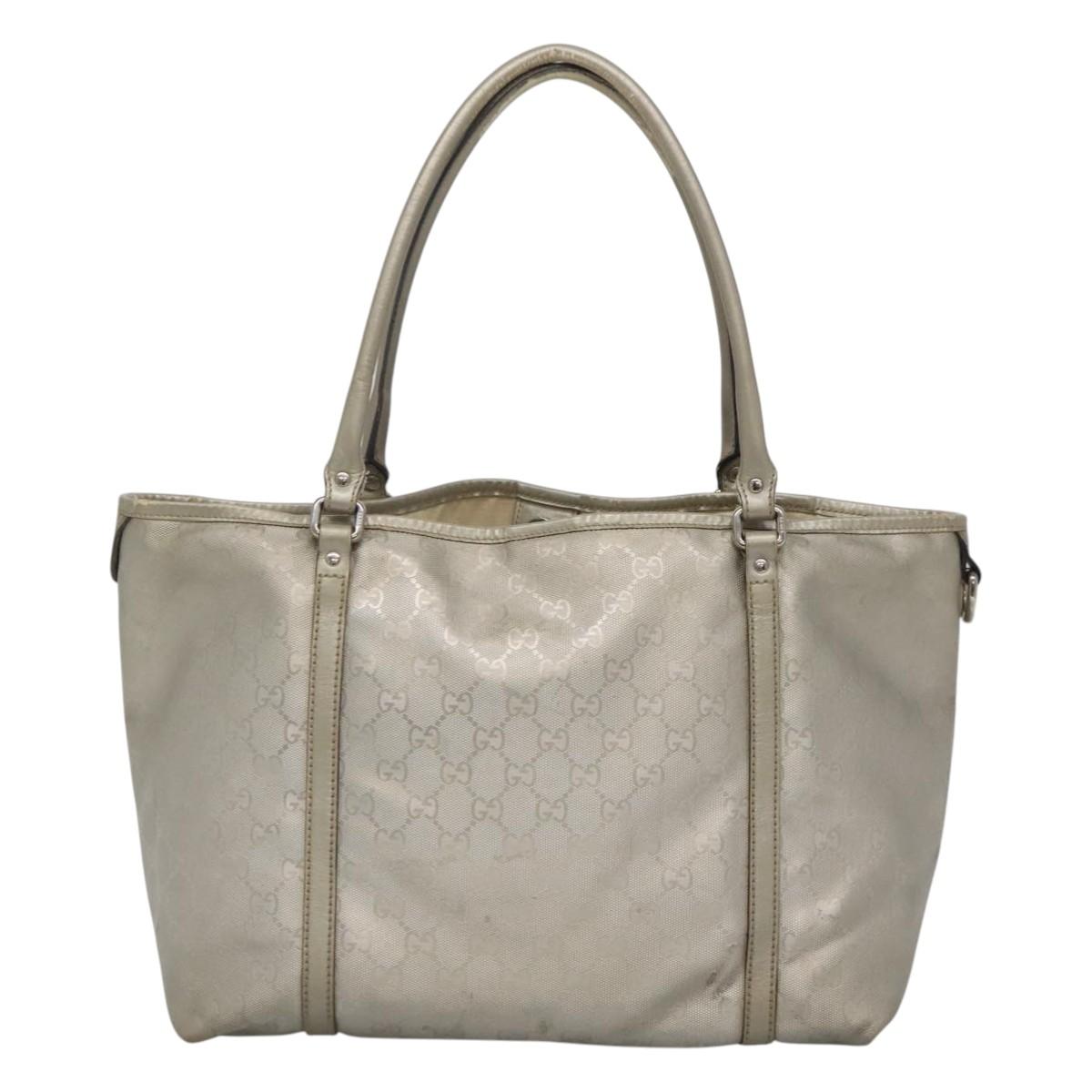 GUCCI GG implementation Tote Bag Silver 197953 Auth BD1491