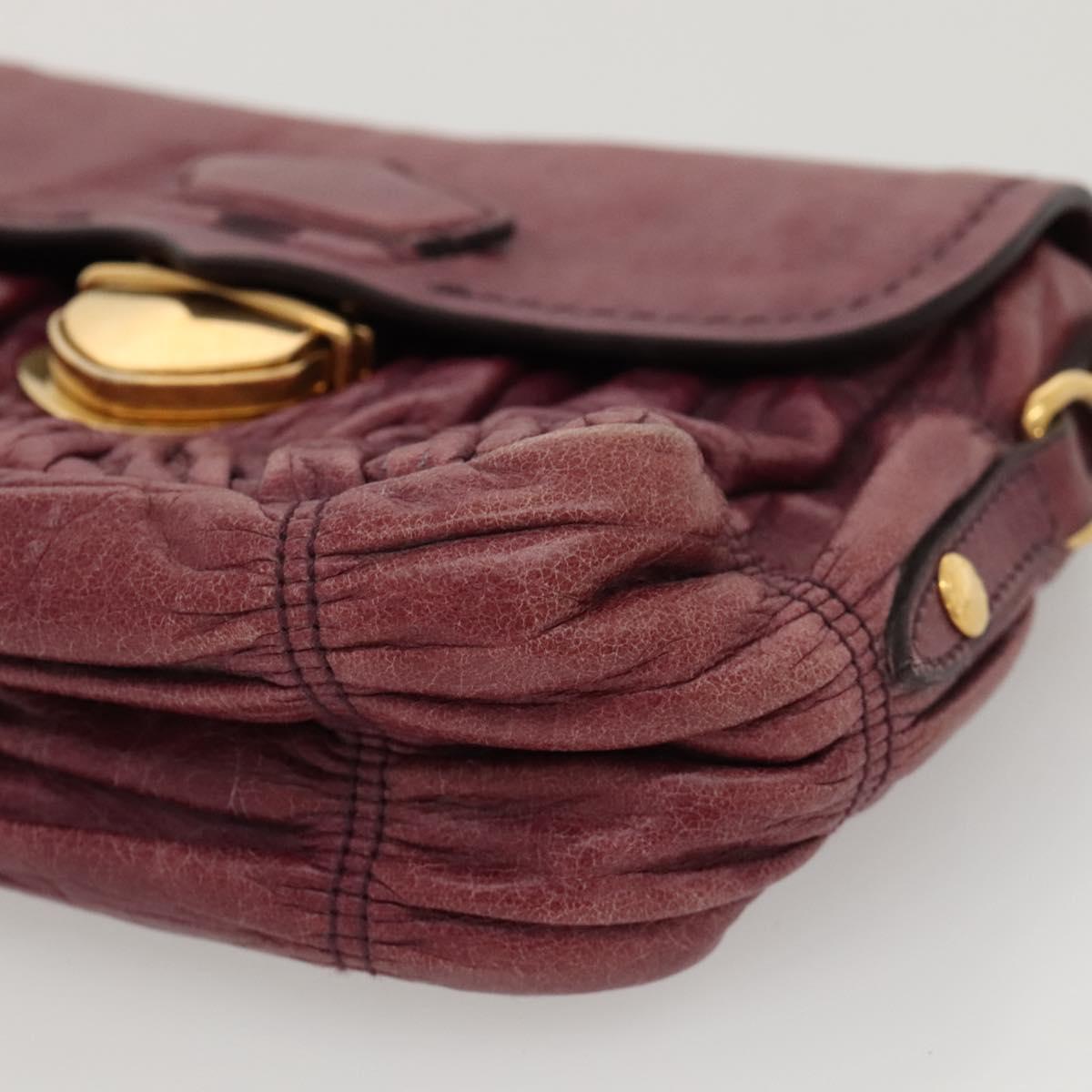 PRADA Shoulder Bag Leather Purple Gold Auth BD1517