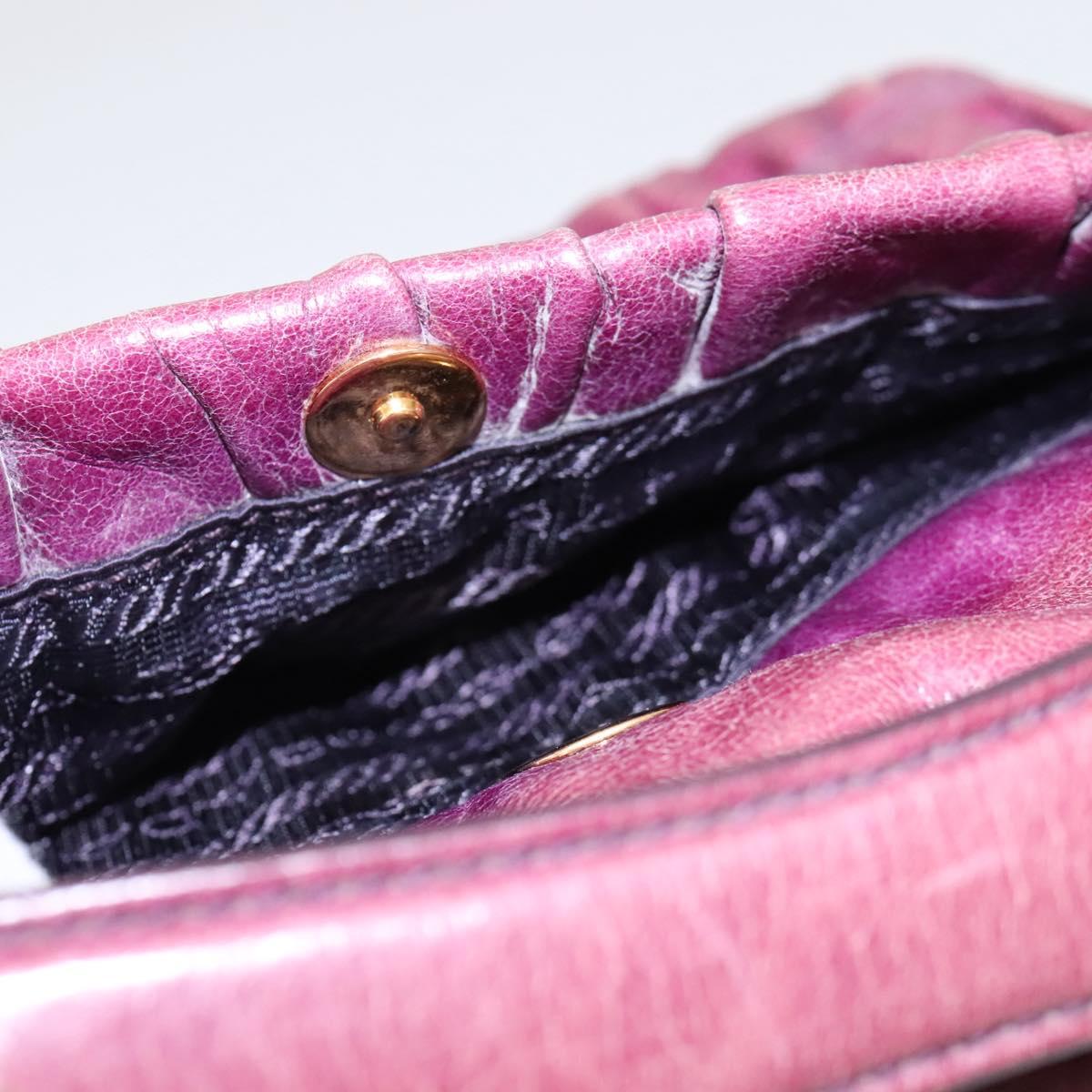 PRADA Shoulder Bag Leather Purple Gold Auth BD1517