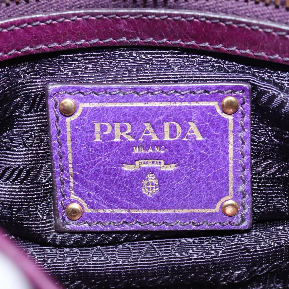PRADA Shoulder Bag Leather Purple Gold Auth BD1517