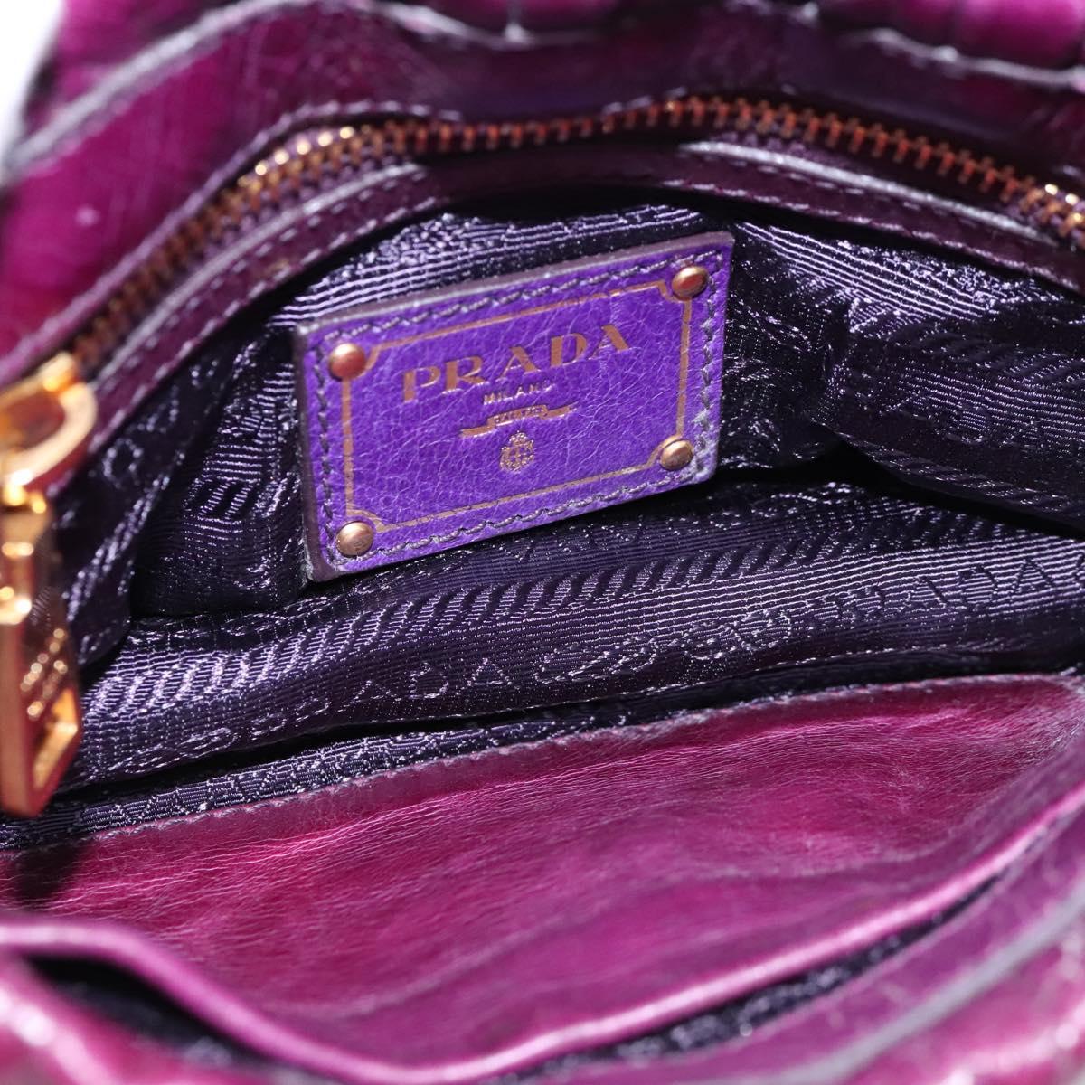 PRADA Shoulder Bag Leather Purple Gold Auth BD1517
