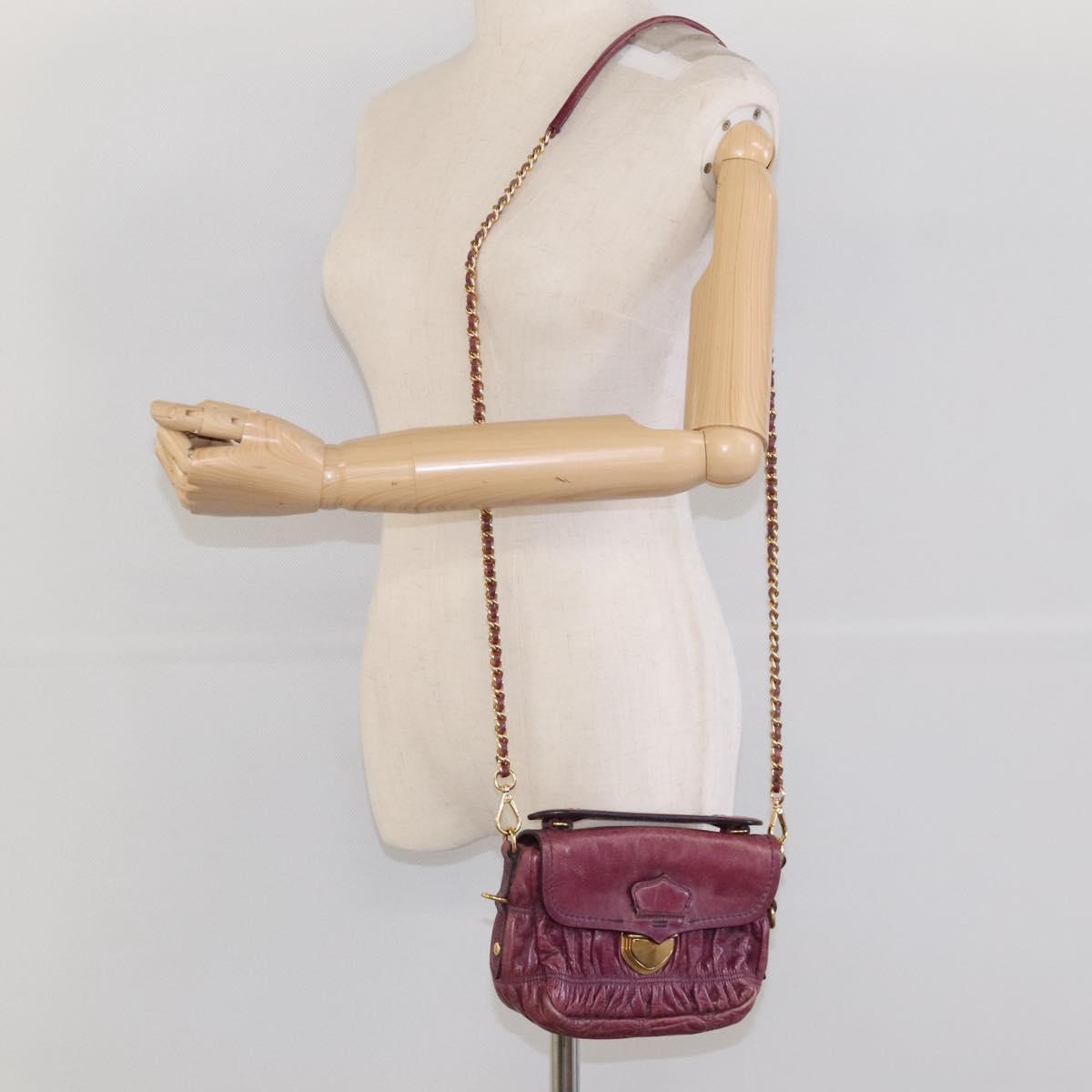 PRADA Shoulder Bag Leather Purple Gold Auth BD1517