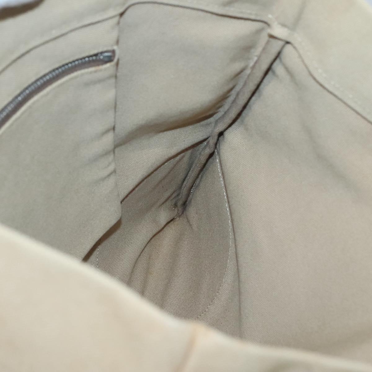 PRADA Tote Bag Canvas Beige Silver Auth BD1531