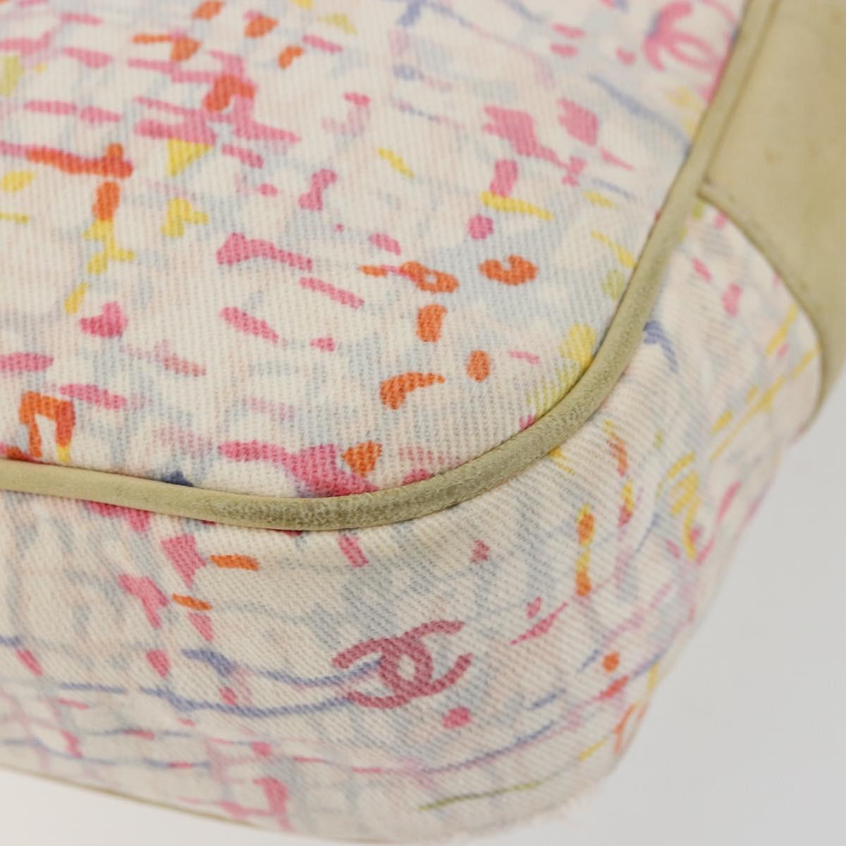 CHANEL Shoulder Bag Canvas Pink Beige Silver CC Auth BD1533