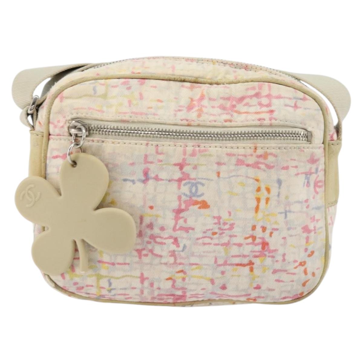 CHANEL Shoulder Bag Canvas Pink Beige Silver CC Auth BD1533