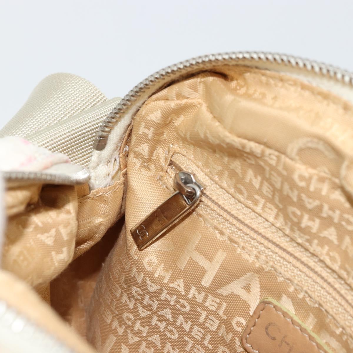 CHANEL Shoulder Bag Canvas Pink Beige Silver CC Auth BD1533
