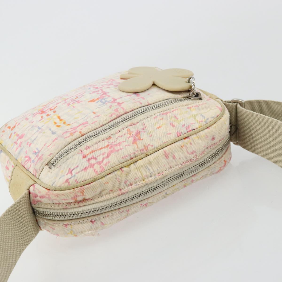 CHANEL Shoulder Bag Canvas Pink Beige Silver CC Auth BD1533