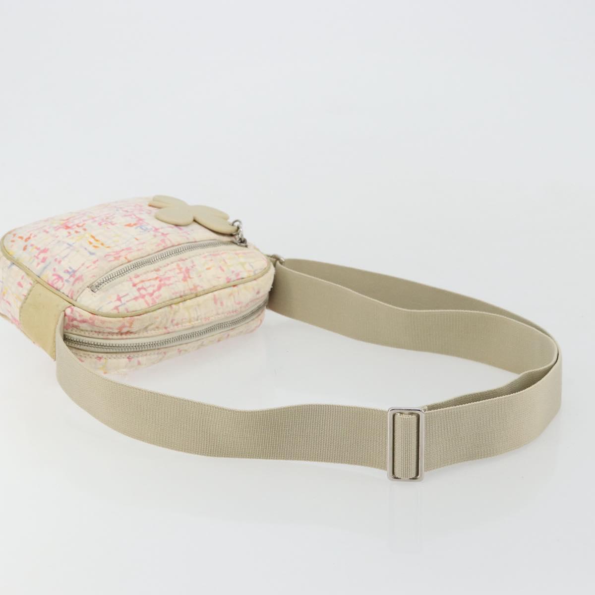 CHANEL Shoulder Bag Canvas Pink Beige Silver CC Auth BD1533