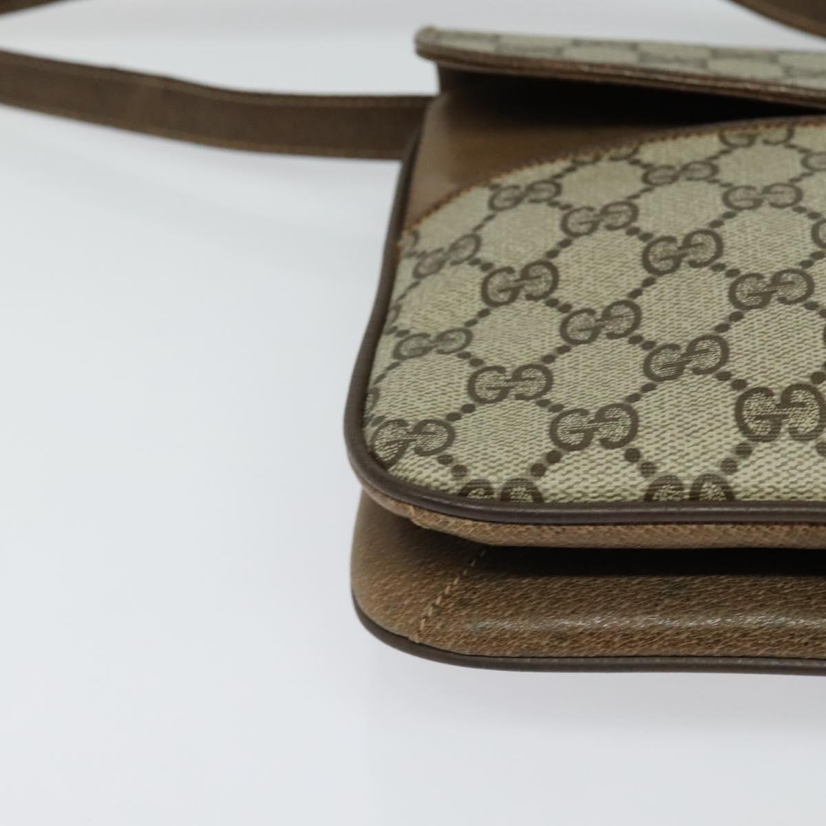GUCCI GG Supreme Shoulder Bag PVC Beige Gold Auth BD1547