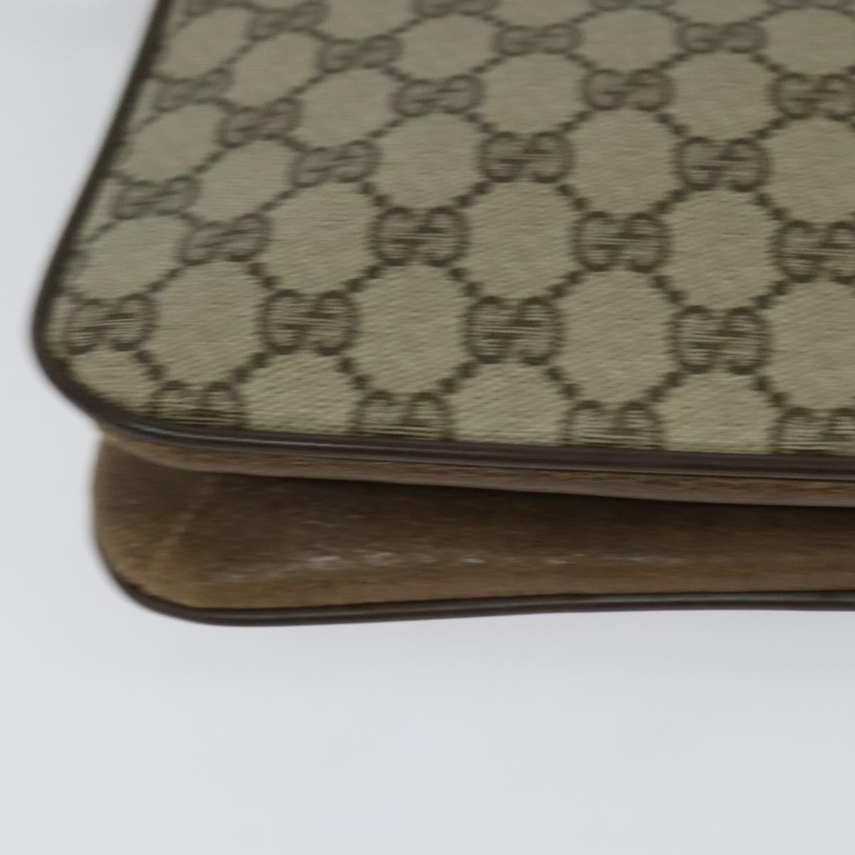 GUCCI GG Supreme Shoulder Bag PVC Beige Gold Auth BD1547