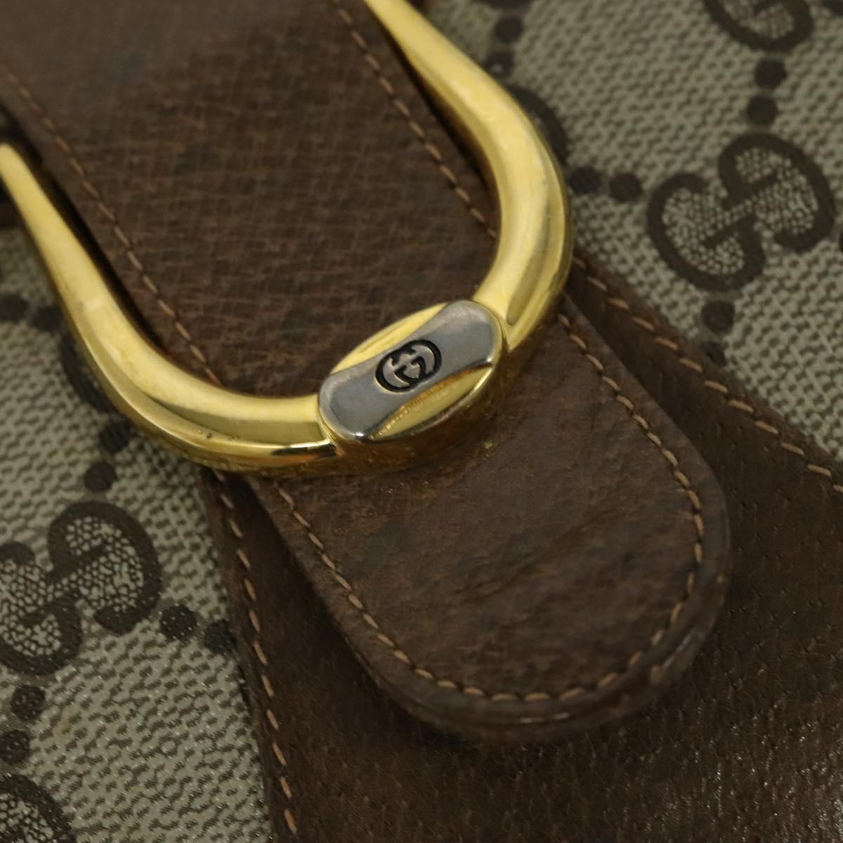 GUCCI GG Supreme Shoulder Bag PVC Beige Gold Auth BD1547
