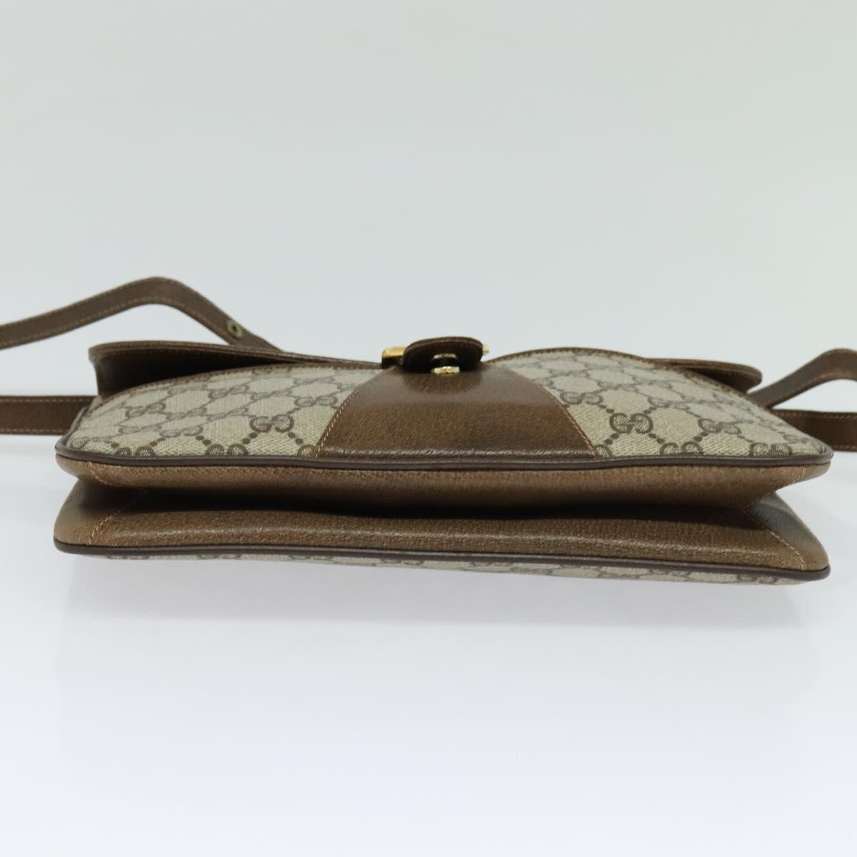 GUCCI GG Supreme Shoulder Bag PVC Beige Gold Auth BD1547