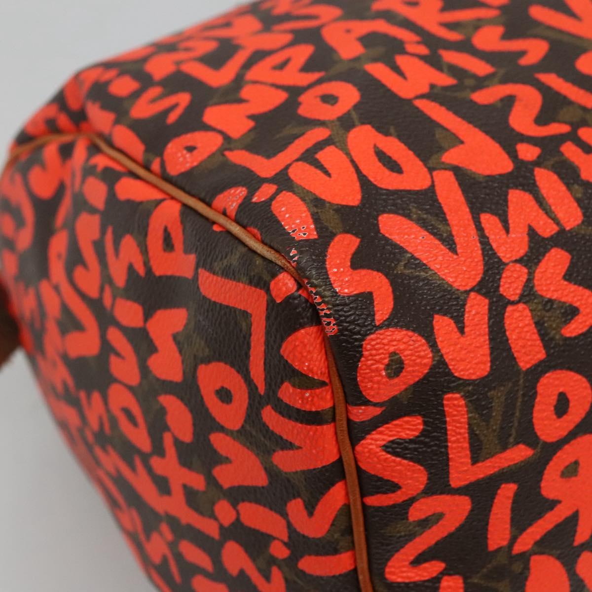 LOUIS VUITTON Monogram Graffiti Speedy 30 Hand Bag Orange M93705 LV Auth BD154M