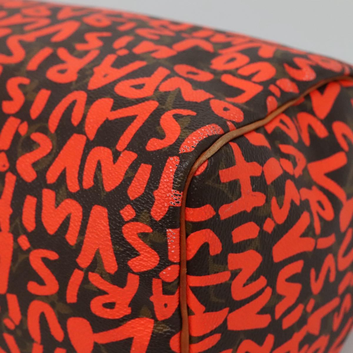 LOUIS VUITTON Monogram Graffiti Speedy 30 Hand Bag Orange M93705 LV Auth BD154M