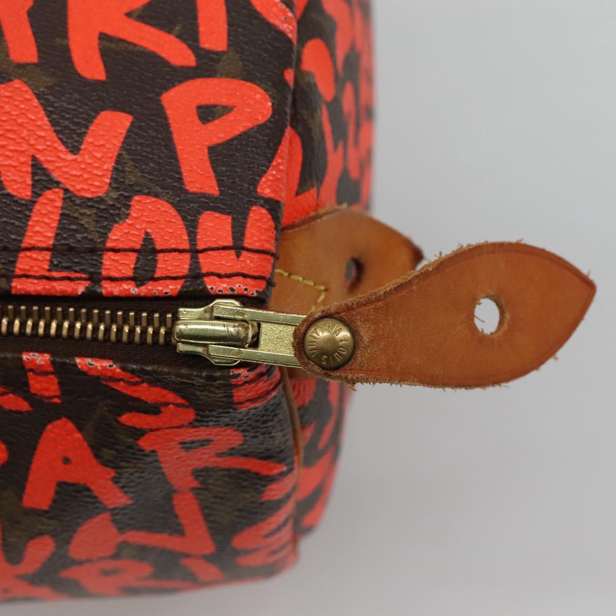 LOUIS VUITTON Monogram Graffiti Speedy 30 Hand Bag Orange M93705 LV Auth BD154M