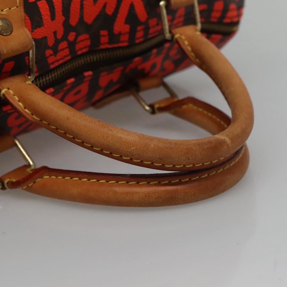 LOUIS VUITTON Monogram Graffiti Speedy 30 Hand Bag Orange M93705 LV Auth BD154M