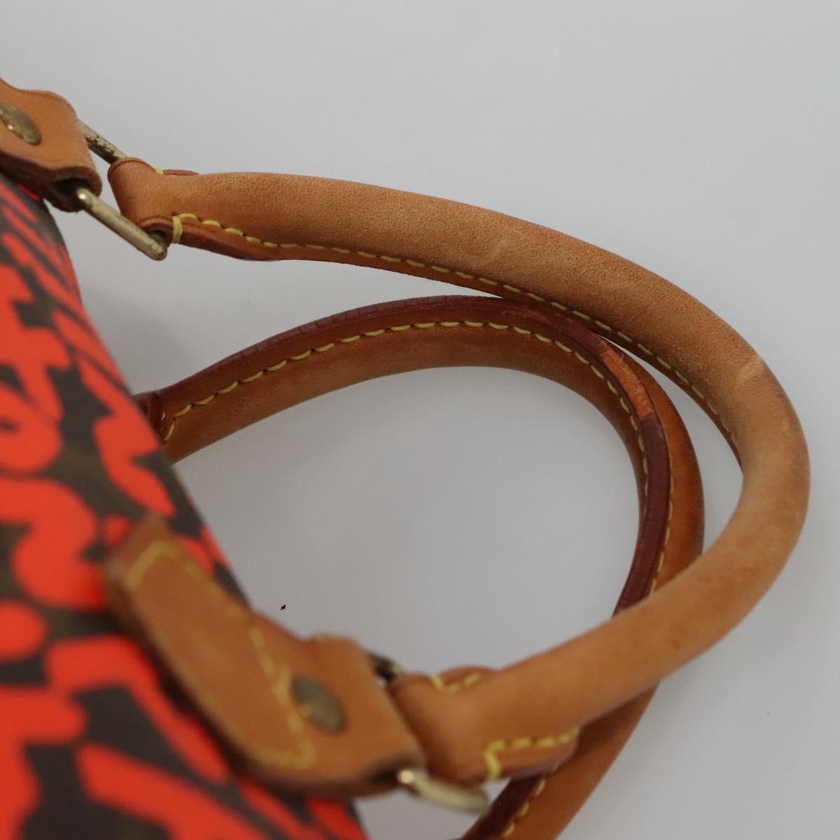 LOUIS VUITTON Monogram Graffiti Speedy 30 Hand Bag Orange M93705 LV Auth BD154M