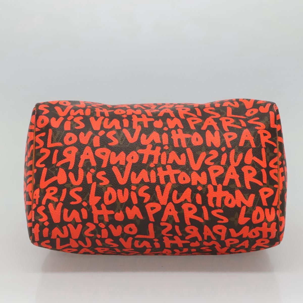 LOUIS VUITTON Monogram Graffiti Speedy 30 Hand Bag Orange M93705 LV Auth BD154M