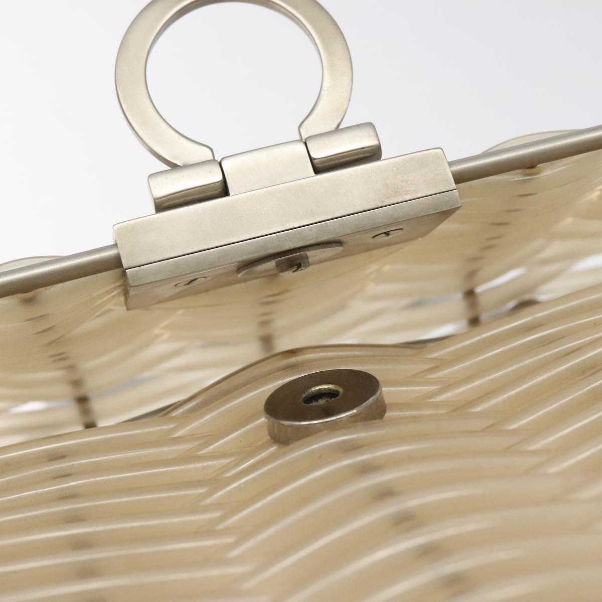 Salvatore Ferragamo Gancini Hand Bag Vinyl Clear Silver Auth BD1554