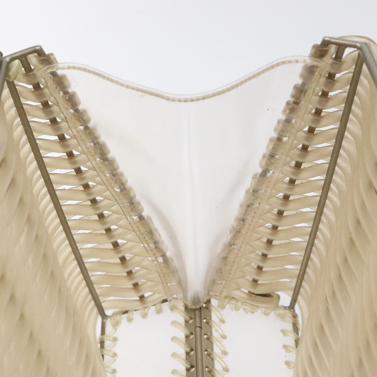Salvatore Ferragamo Gancini Hand Bag Vinyl Clear Silver Auth BD1554
