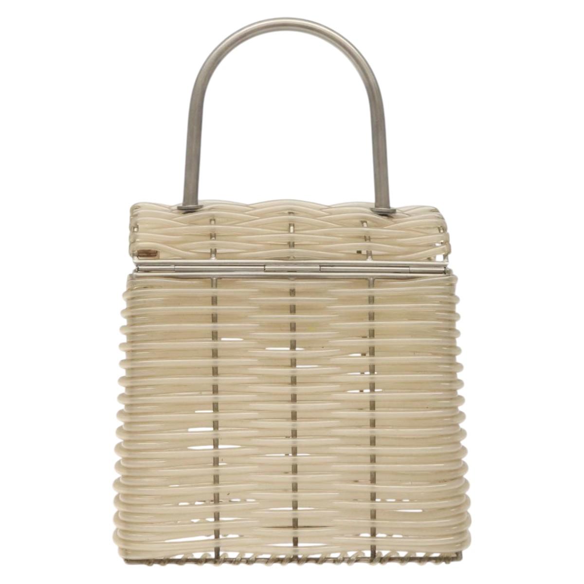 Salvatore Ferragamo Gancini Hand Bag Vinyl Clear Silver Auth BD1554