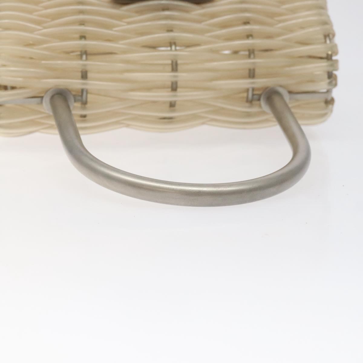 Salvatore Ferragamo Gancini Hand Bag Vinyl Clear Silver Auth BD1554