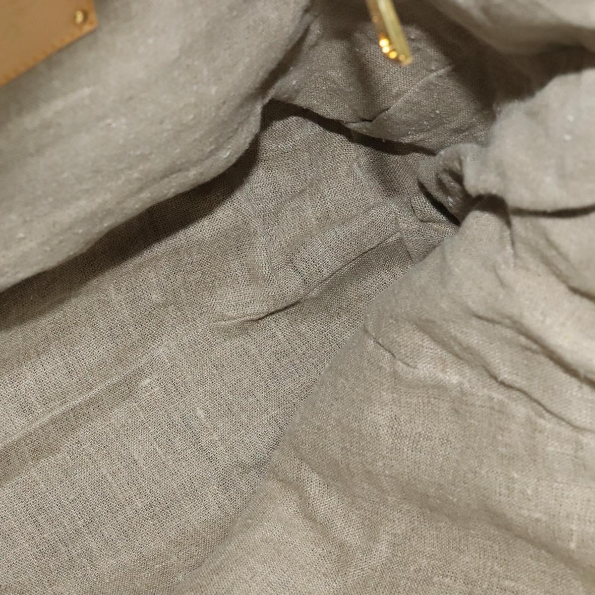 PRADA Hand Bag Canvas 2way Beige Gold Auth BD1555