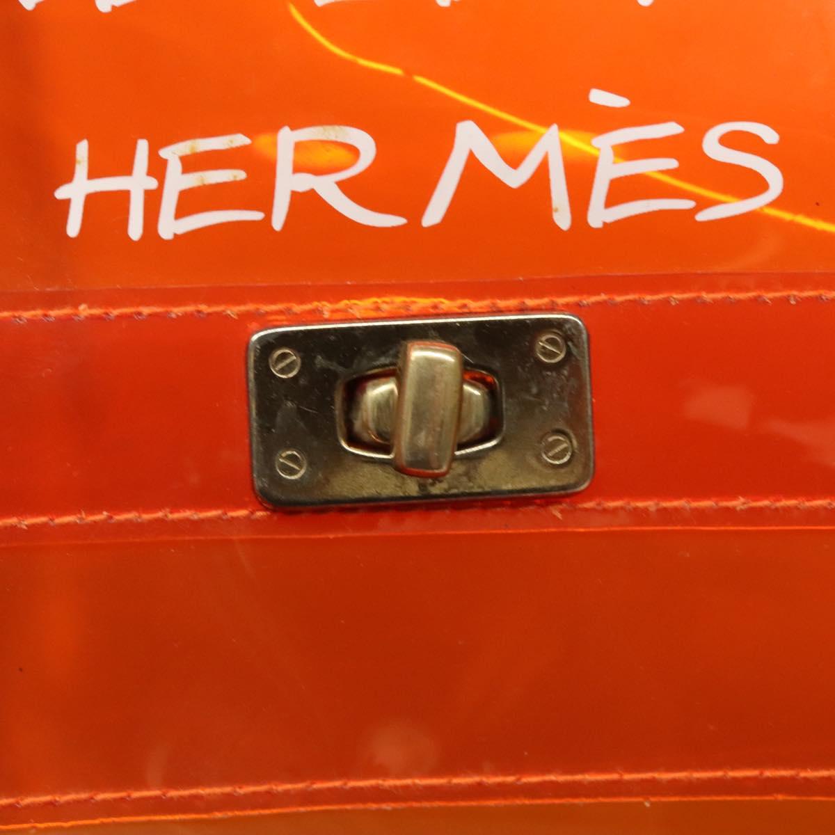HERMES Vinyl Kelly Hand Bag Vinyl Orange Auth BD1556