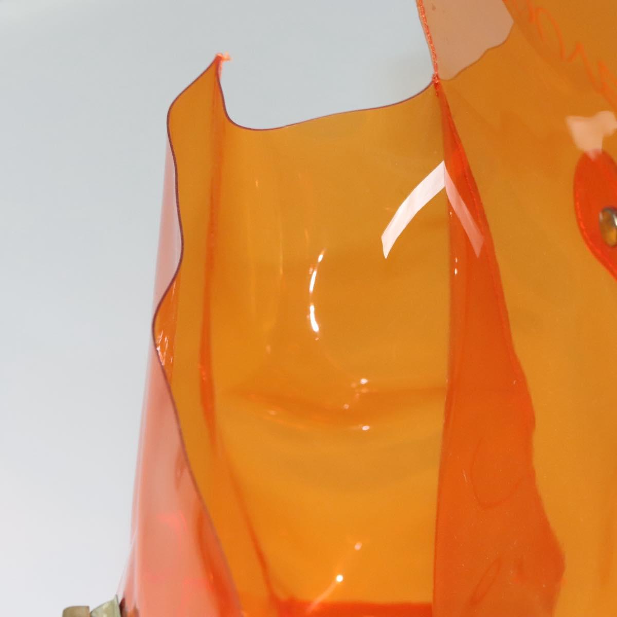 HERMES Vinyl Kelly Hand Bag Vinyl Orange Auth BD1556