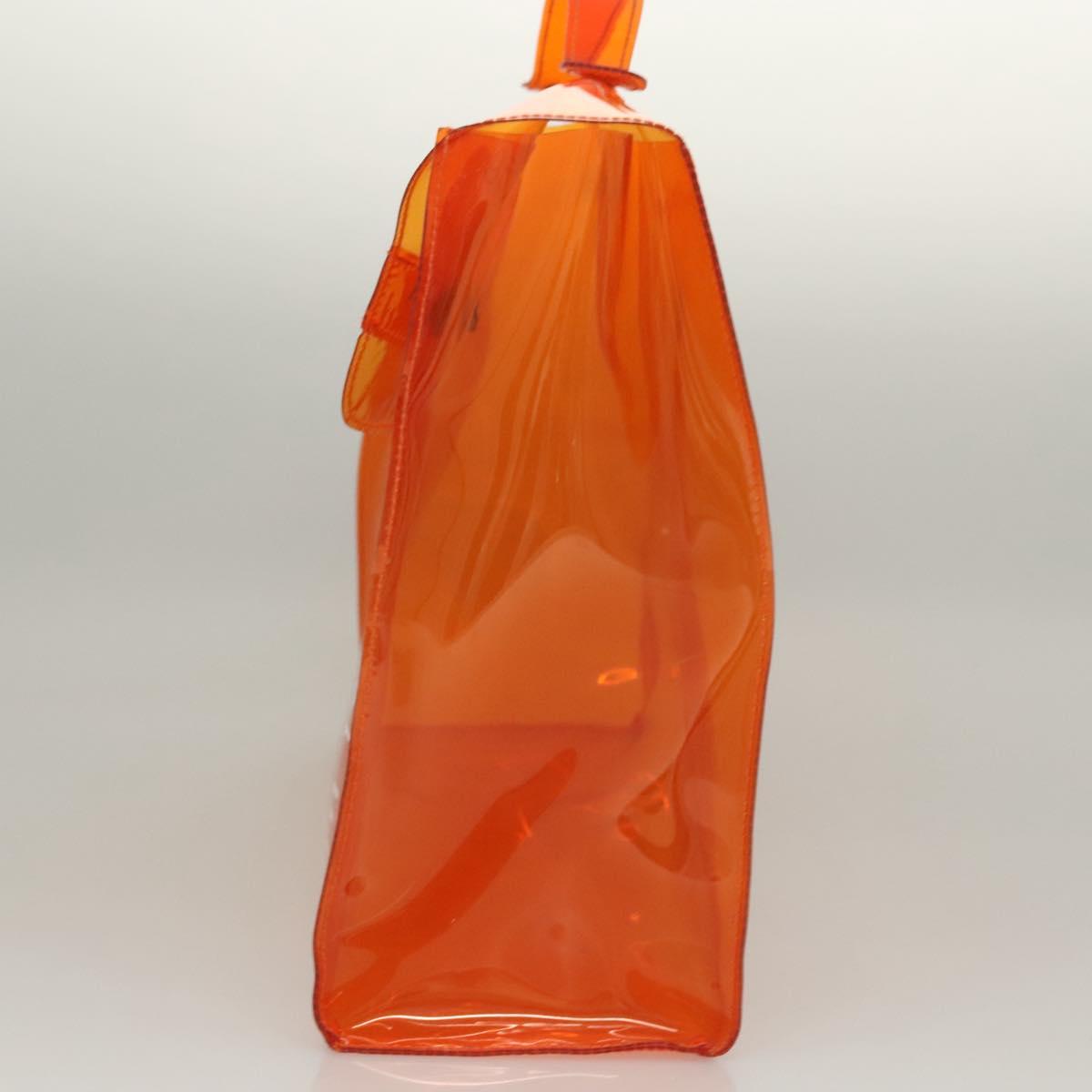 HERMES Vinyl Kelly Hand Bag Vinyl Orange Auth BD1556
