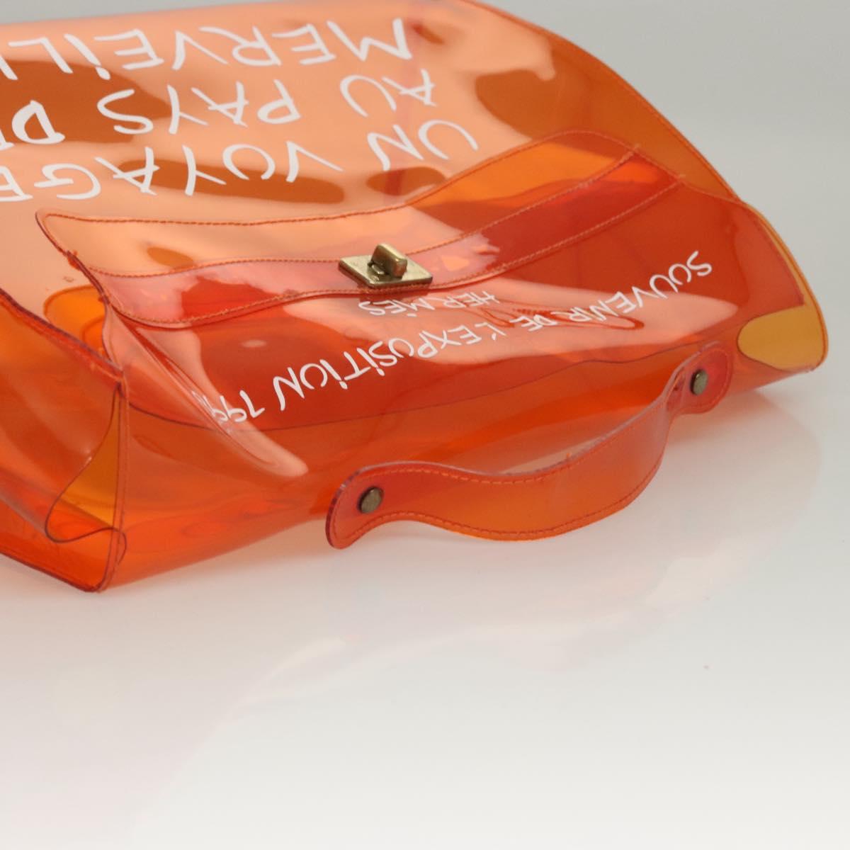 HERMES Vinyl Kelly Hand Bag Vinyl Orange Auth BD1556