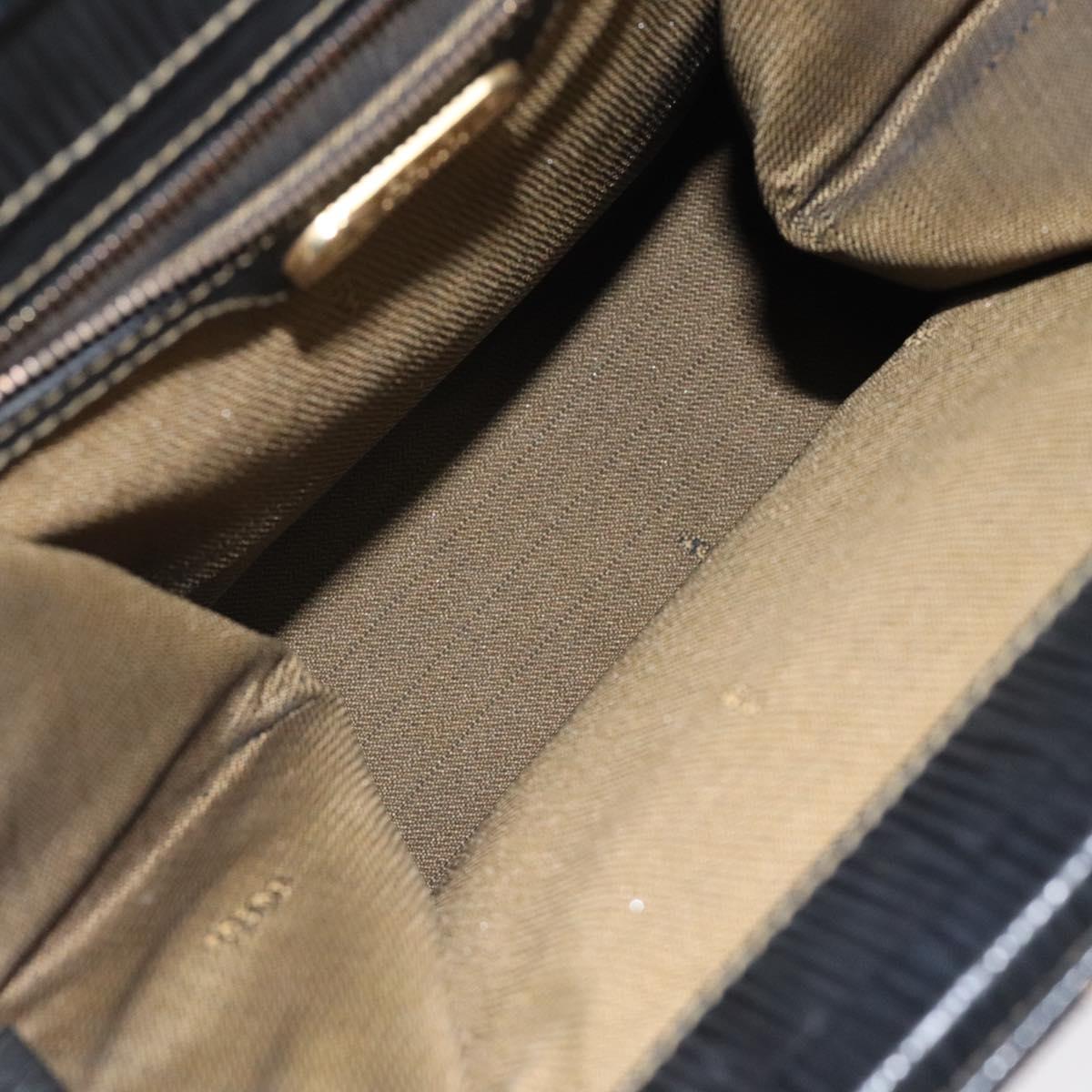 FENDI Zucca Canvas Hand Bag Brown Black gold Auth BD1571V