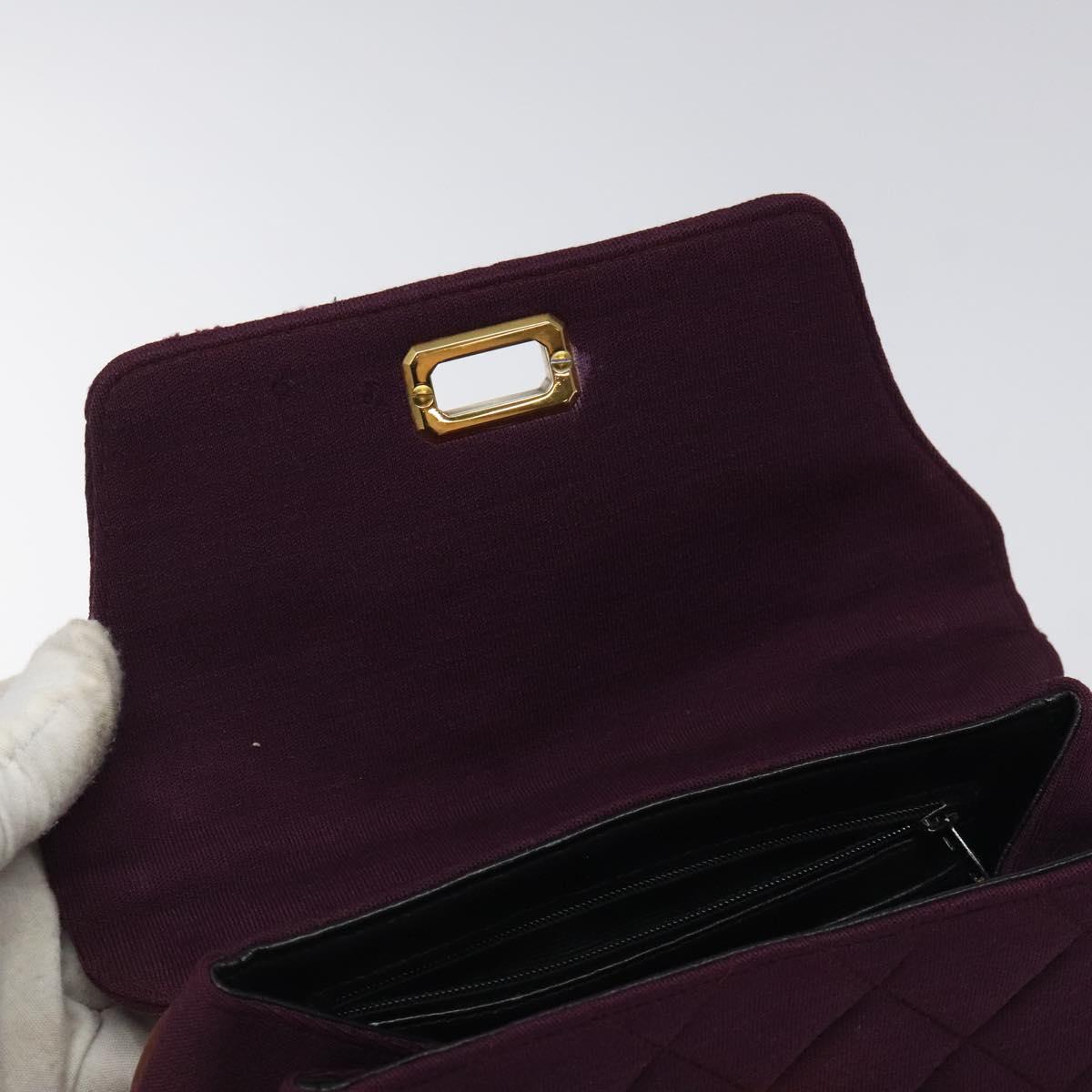 CHANEL Matelasse Hand Bag Cotton Purple CC Auth BD1572