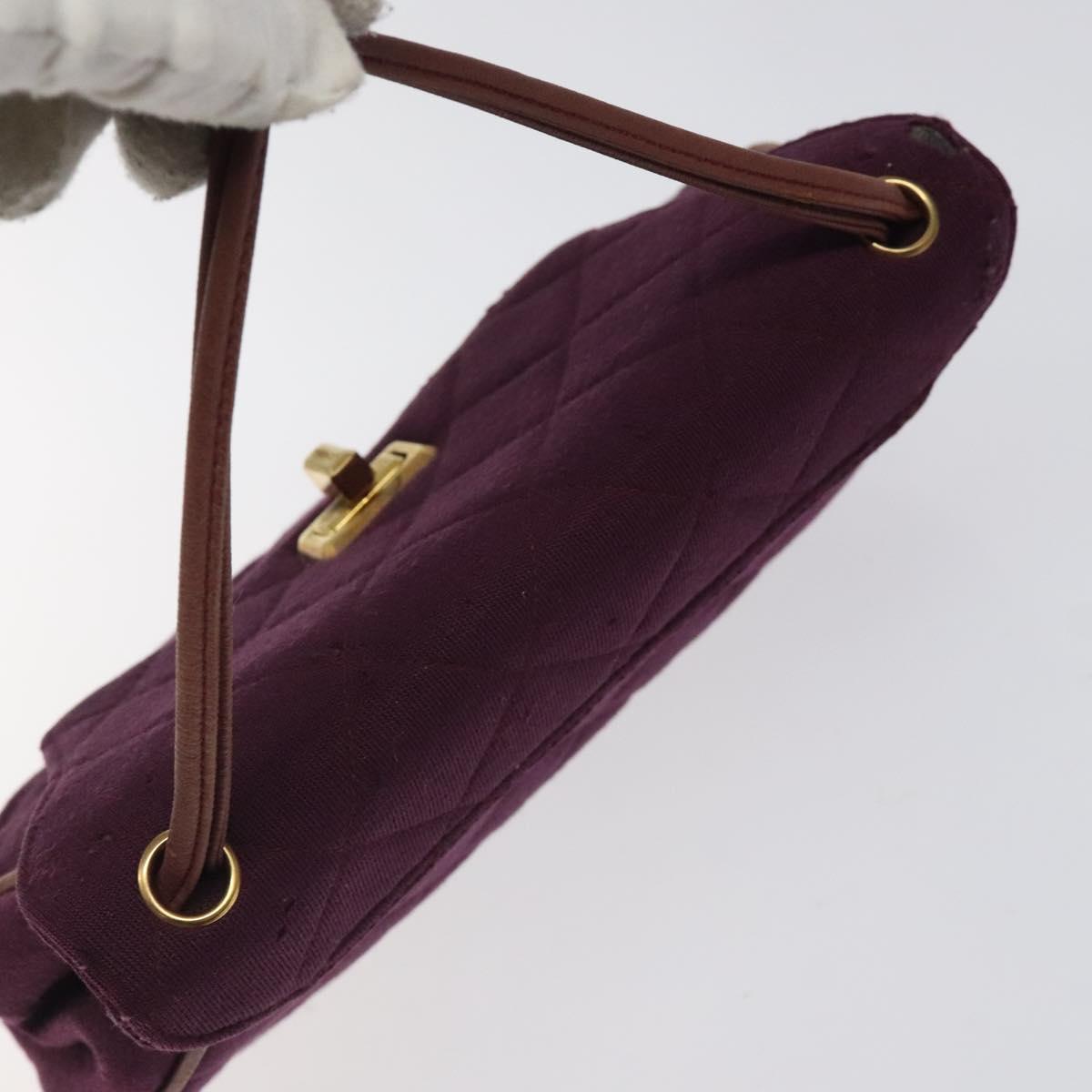 CHANEL Matelasse Hand Bag Cotton Purple CC Auth BD1572