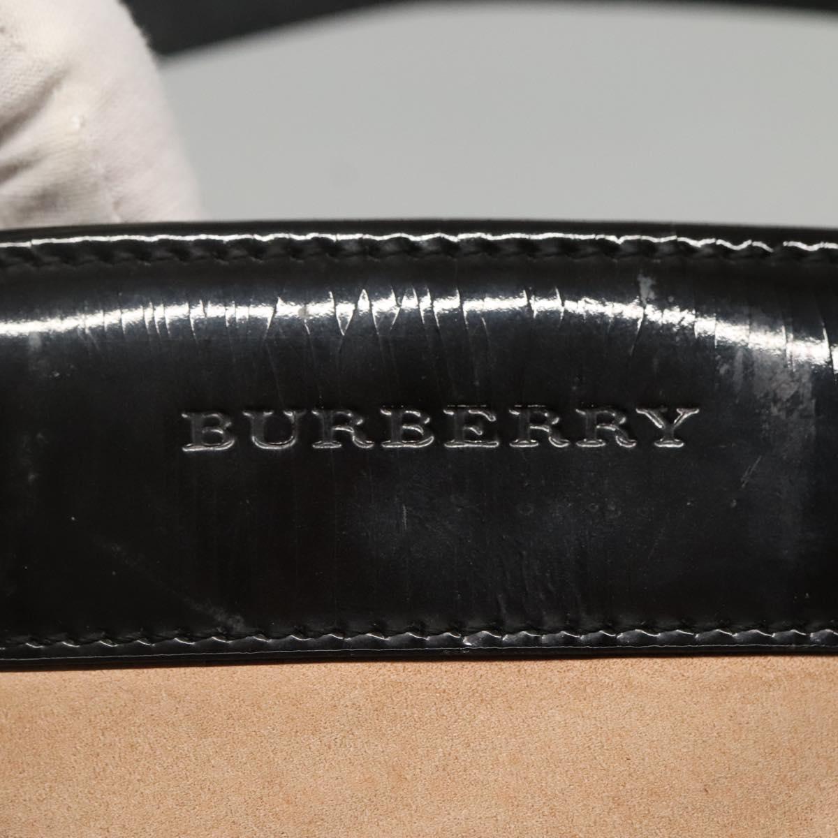 BURBERRY Nova Check Hand Bag Wool Brown Gold black Auth BD1582