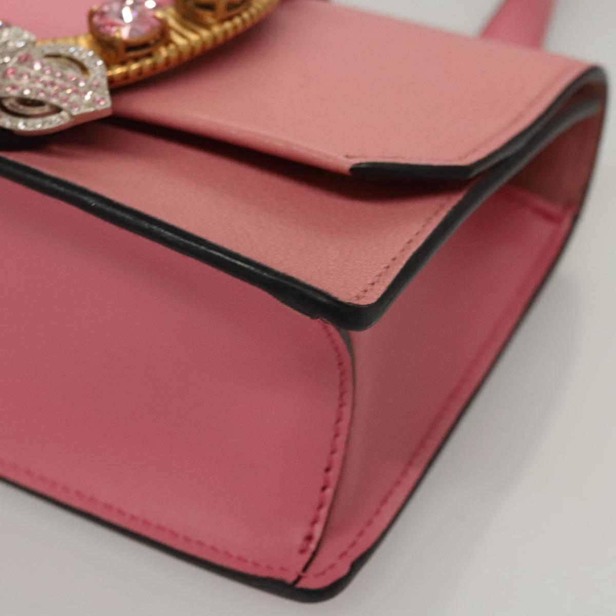 Miu Miu Shoulder Bag Leather Pink Gold Auth BD1584SAM