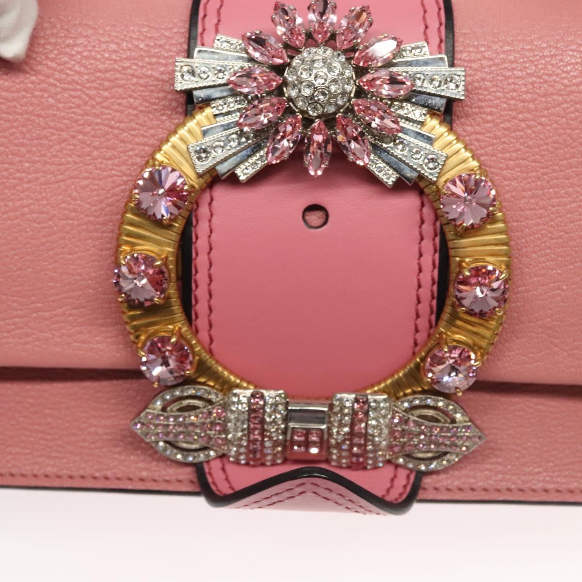 Miu Miu Shoulder Bag Leather Pink Gold Auth BD1584SAM