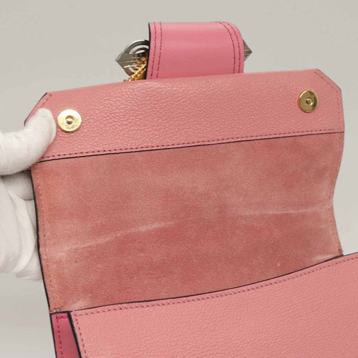 Miu Miu Shoulder Bag Leather Pink Gold Auth BD1584SAM