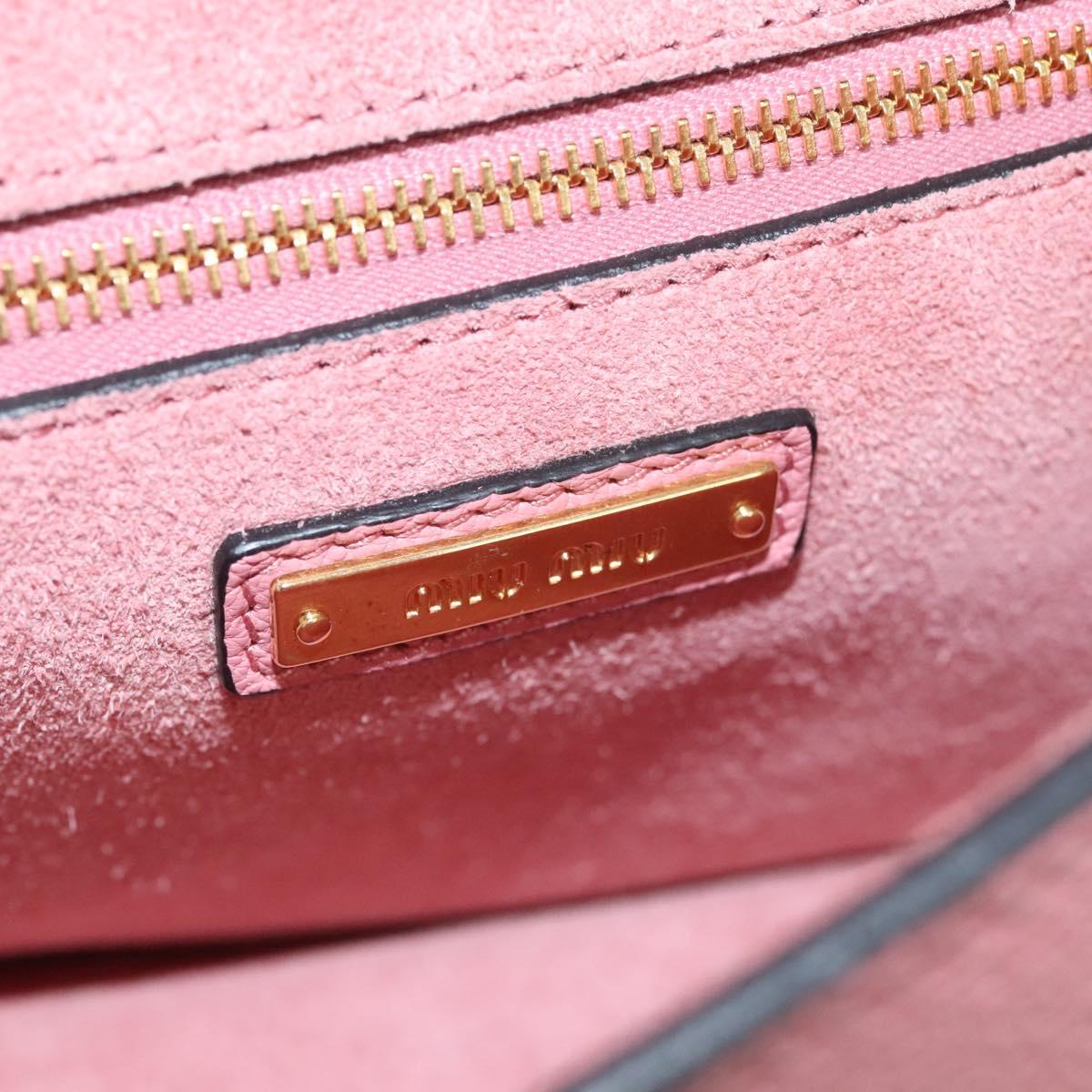 Miu Miu Shoulder Bag Leather Pink Gold Auth BD1584SAM