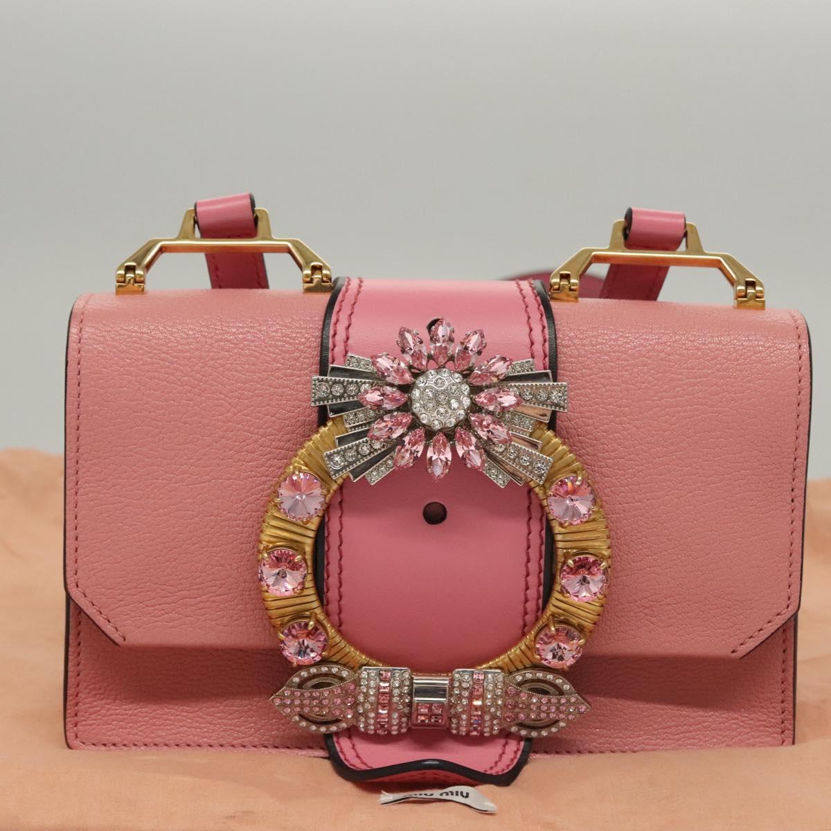 Miu Miu Shoulder Bag Leather Pink Gold Auth BD1584SAM