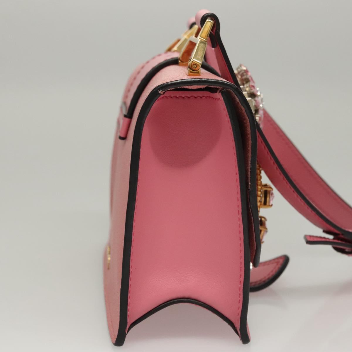 Miu Miu Shoulder Bag Leather Pink Gold Auth BD1584SAM