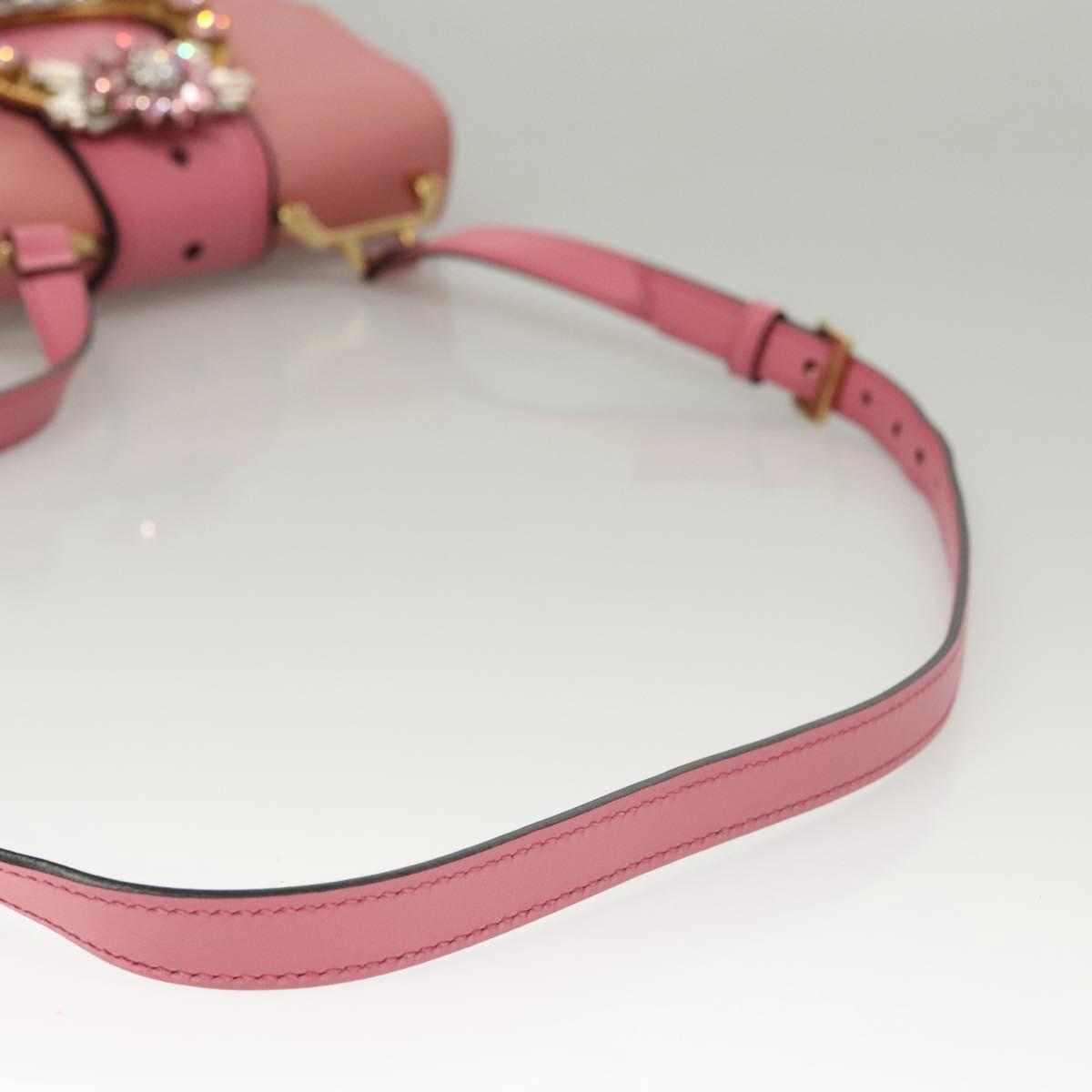 Miu Miu Shoulder Bag Leather Pink Gold Auth BD1584SAM