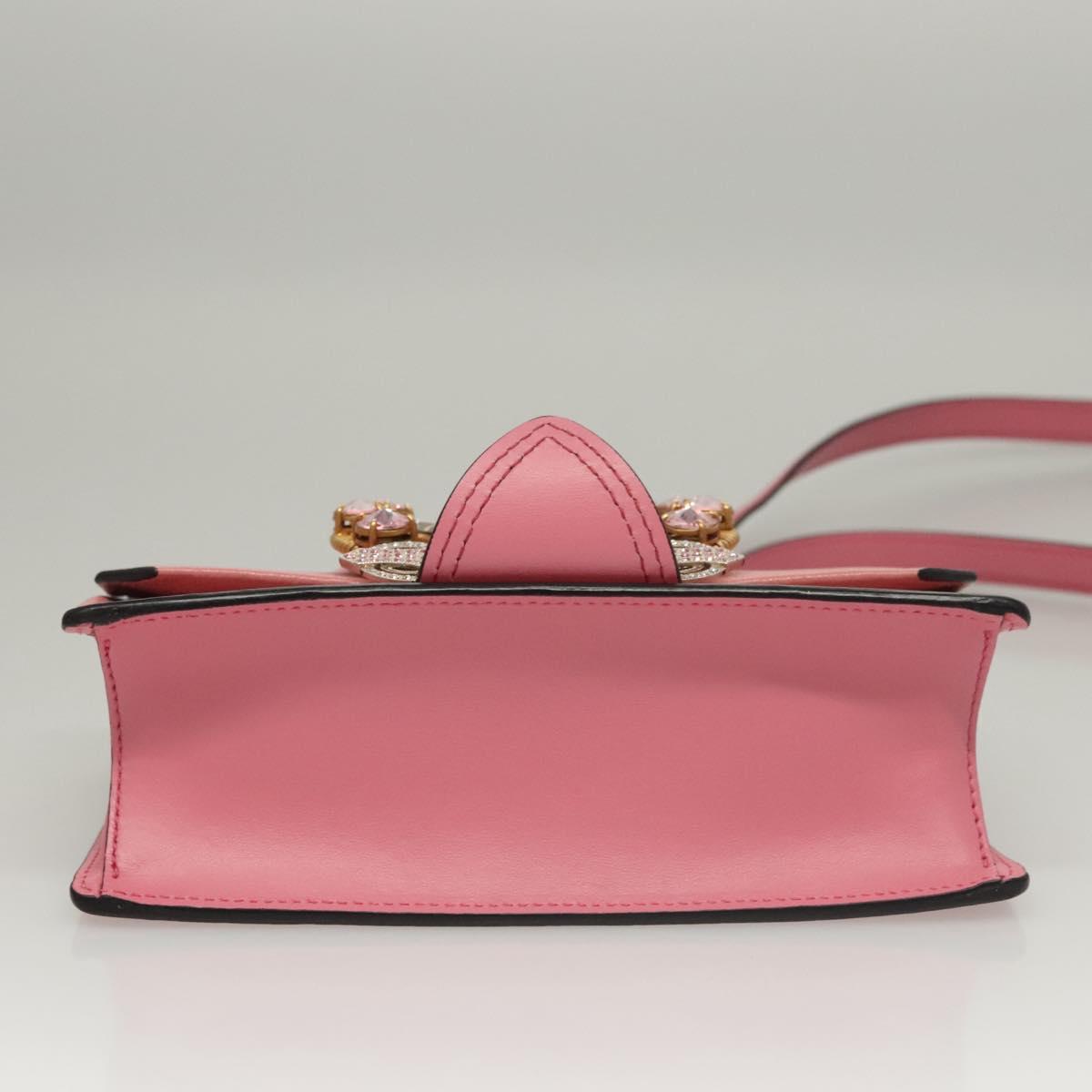Miu Miu Shoulder Bag Leather Pink Gold Auth BD1584SAM
