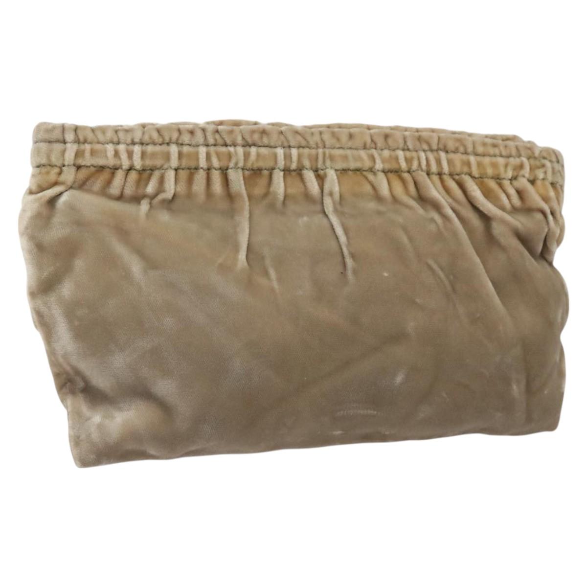 PRADA Pouch Velor Beige Auth BD1618