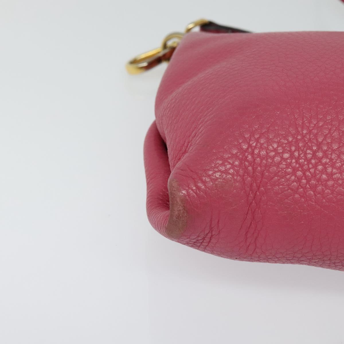 PRADA Shoulder Bag Leather Pink Gold Auth BD1620