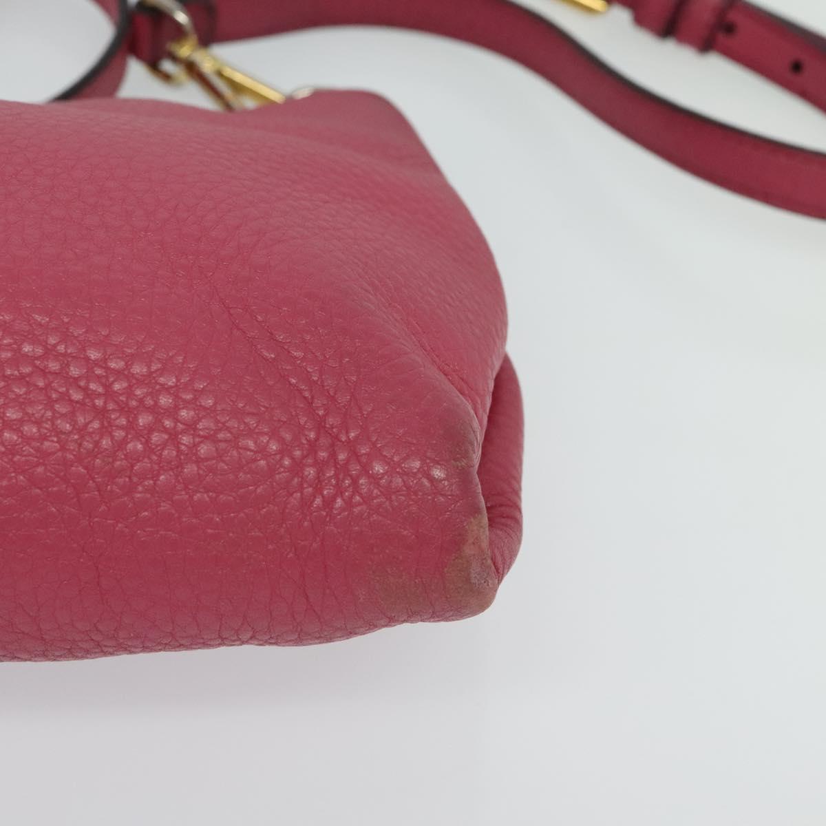 PRADA Shoulder Bag Leather Pink Gold Auth BD1620
