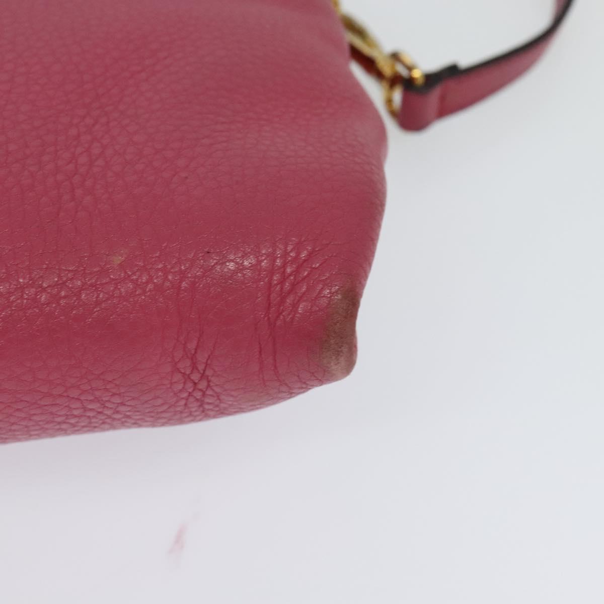 PRADA Shoulder Bag Leather Pink Gold Auth BD1620