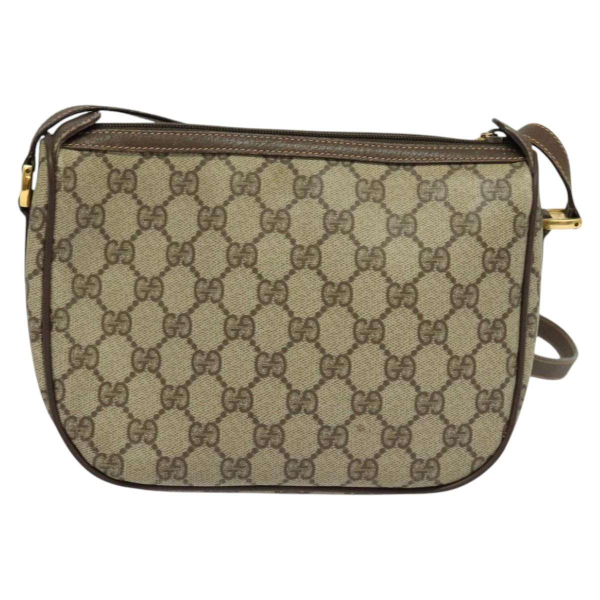 GUCCI GG Supreme Web Sherry Line Bag PVC Beige Gold 89 02 032 Auth BD1621